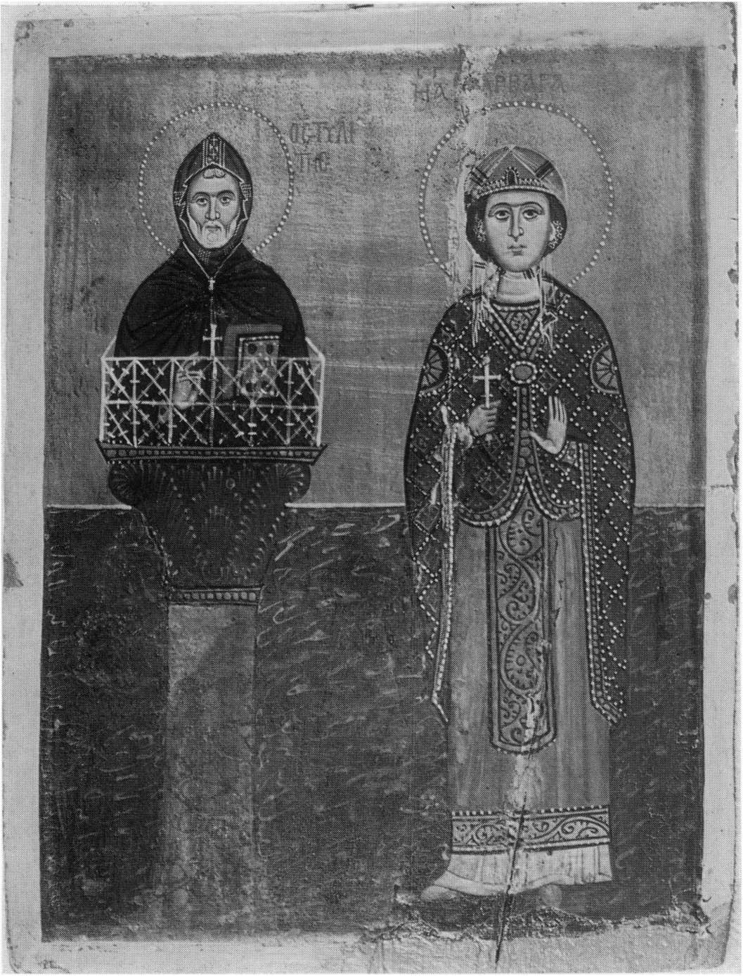 Святые Симеон Столпник и Варвара. XIII в. Синай, Египет, монастырь св. Екатерины