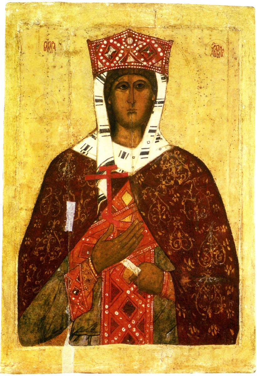 Святая великомученица Варвара. Икона. Псков, XIV век